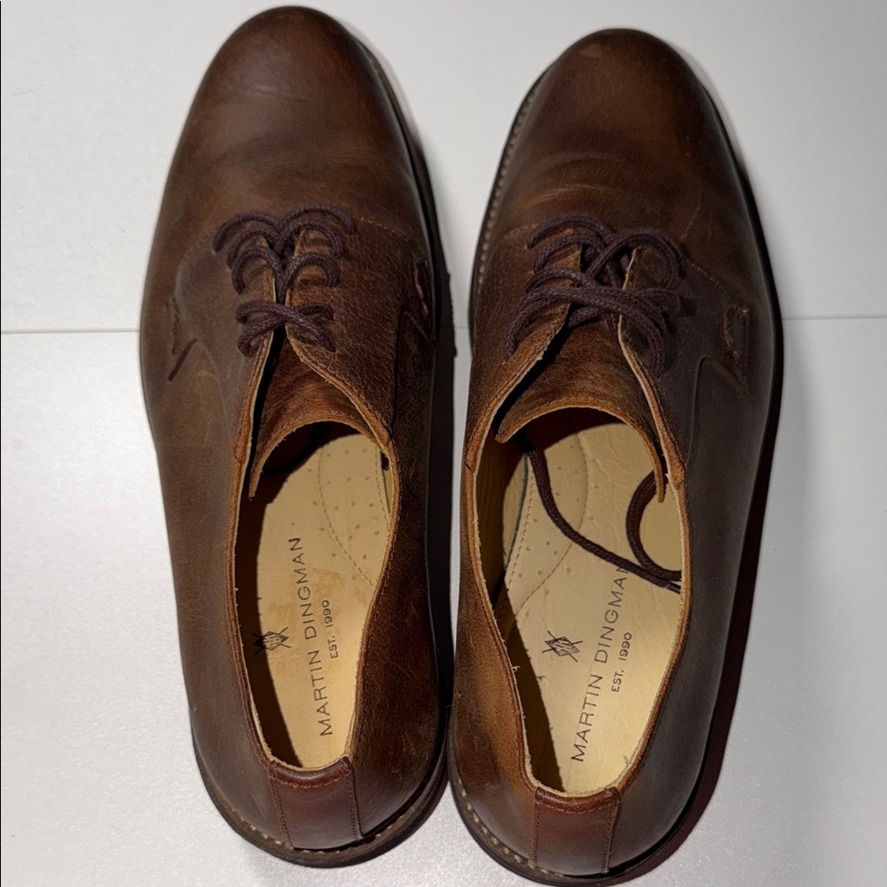 Martin Dingman Like New Men’s Brown Leather Derby Shoes Style 300380 Sz 9 1/2M - Picture 2 of 10
